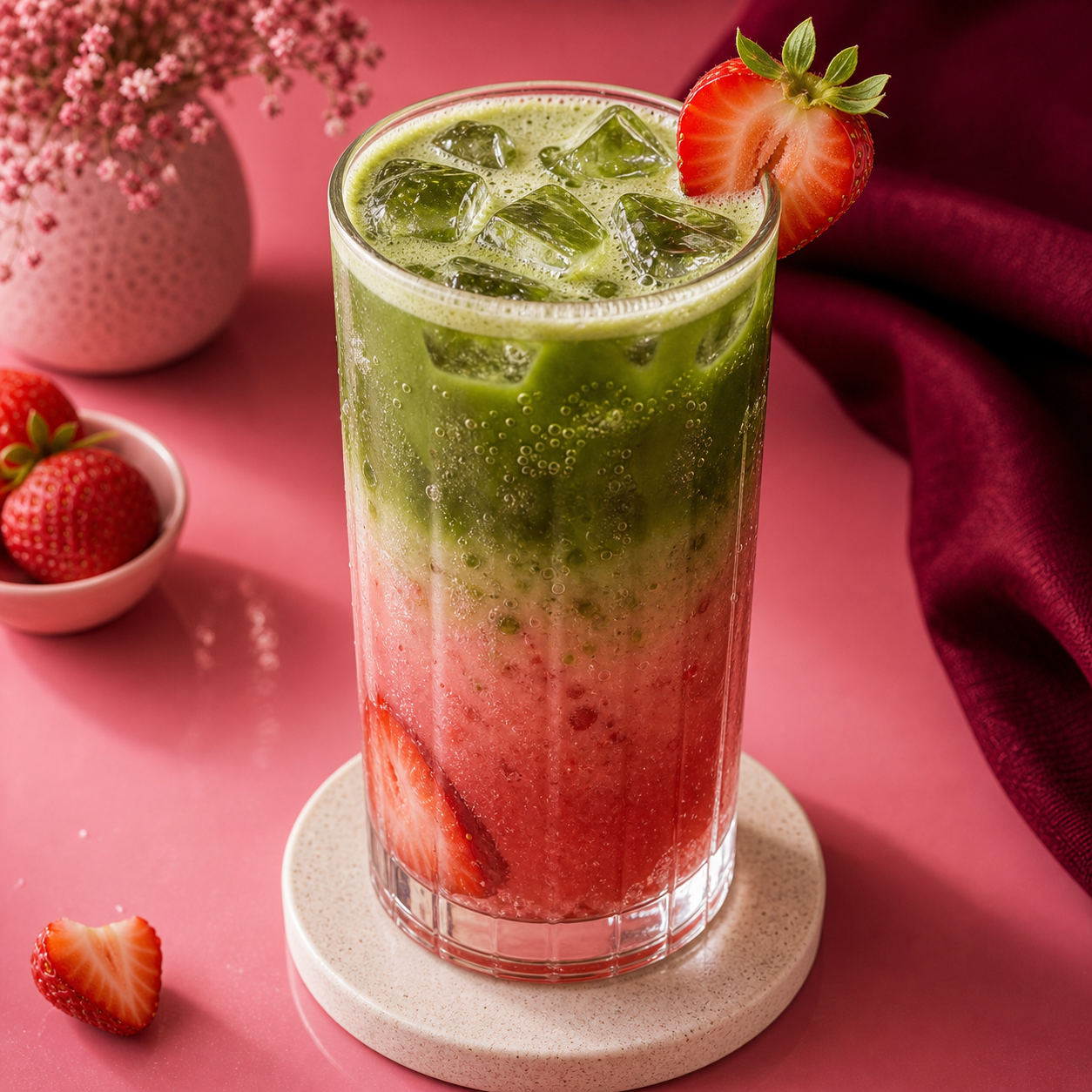 Strawberry Matcha Fizz